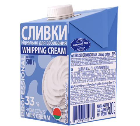 Сливки Whipping Cream 33% 500гр