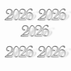 Топпер Мини "2026" ТМ6213 5см 5шт акрил СЕРЕБРО