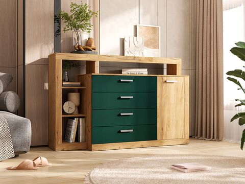 Комод Ангара (2УПК) (Изумрудный/Дуб Крафт, Дуб Крафт)
