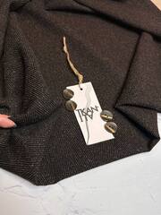 Костюмно-плательный смесовый твид букле (Piacenza, 55%шерсть/11%полиамид/34%вискоза, Темный мускат с золотой пылью/крупная елочка, 152, 336 гр/м2)