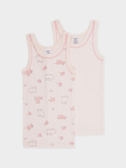 набор майка  для девочки  К 1181-2уп/светлый жемчуг,котики в цветах