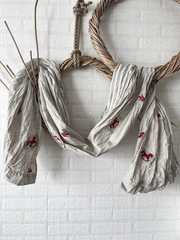 Шарф льняной комби. со штампами 