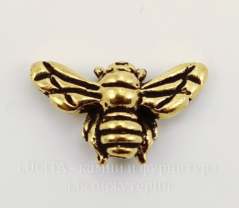 Бусина TierraCast "Пчела" 15х9 мм (цвет-античное золото)
