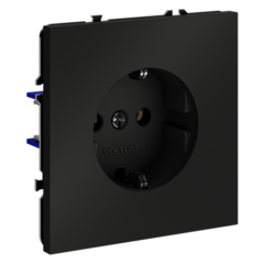 Розетка встраиваемая VOLTUM S70 с заземлением 16А, (черный матовый)
