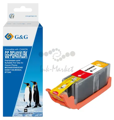 Картридж струйный G&G GG-PGI450XLBK черный (20.4мл) для Canon MG6340, 5440, IP7240