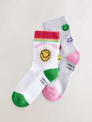 Носки хлопковые для девочки Next E89-690, 2 шт., Белый, Серый