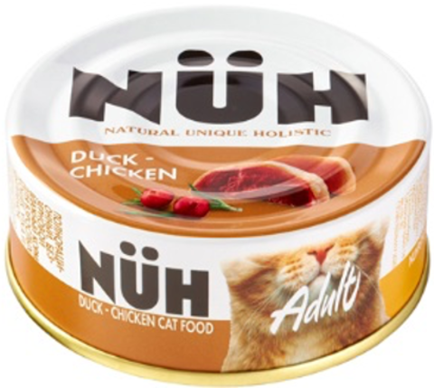 NUX консервы для кошек беззерновые (утка и цыпленок) 100 г