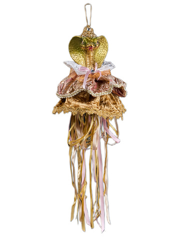 Елочная игрушка Змея 18х41см ChristmasDeLuxe лиловая с золотом