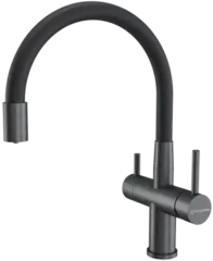 Смеситель Kuchenstern WURM-FE 750GM80 PVD Вороненая сталь GM, подключение фильтра, гибкий излив