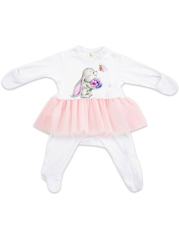 Комбинезон на кнопках с розовой юбочкой "Зайка"