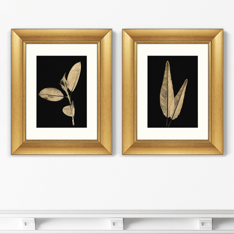 Opia Designs - Набор из 2-х репродукций картин в раме Golden leaves, No2, 2021г.