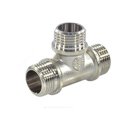 Тройник латунь никель переходной Ду 15х20х20 (1/2"х3/4"х3/4") НР/НР/НР VALFEX VF.131.N.034