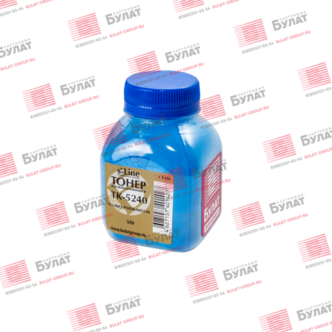 Тонер БУЛАТ s-Line TK-5240 для Kyocera ECOSYS P5026, ECOSYS M5526 (Голубой, банка 50 г)
