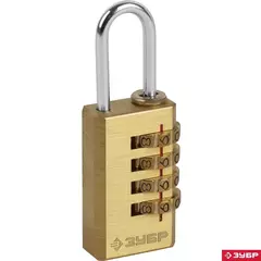 ЗУБР кодовый, 35 х 21 х 10 мм, 4 диска, мини, навесной замок,Профессионал(37118-2)