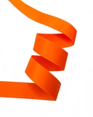 Атласная двусторонняя лента, цвет: оранжевый неоновый, ширина: 25мм