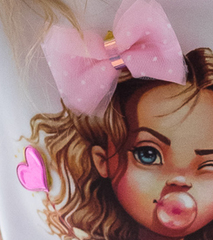 BUBBLE GUM PRINCESS T-shirt with 4 Velcro: Crown, Bow, Lollipop, Heart or Star
