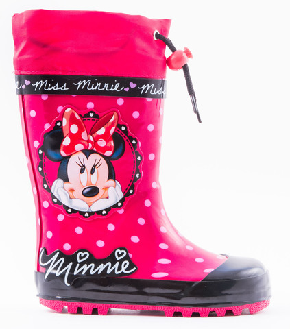 Резиновые сапоги Минни Маус (Minnie Mouse) утепленные для девочек, цвет красный. Изображение 1 из 1.