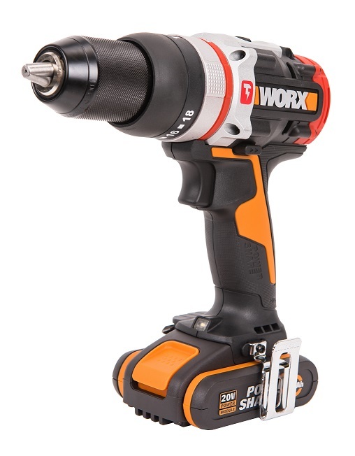 Дрель-шуруповерт ударная аккумуляторная WORX WX354, 20В, 60 Нм, бесщеточная, 2,0 Ач x2, кейс