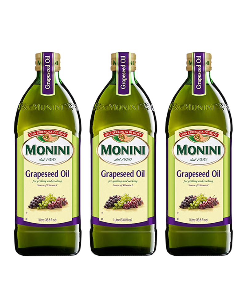 Масло Monini из Виноградных Косточек Grapeseed Oil 1 л, стекло - 3 шт