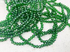 Бусины граненые Рондель, d 6 мм, 1 уп=10 нитей, 1 нить 45 см, травяной