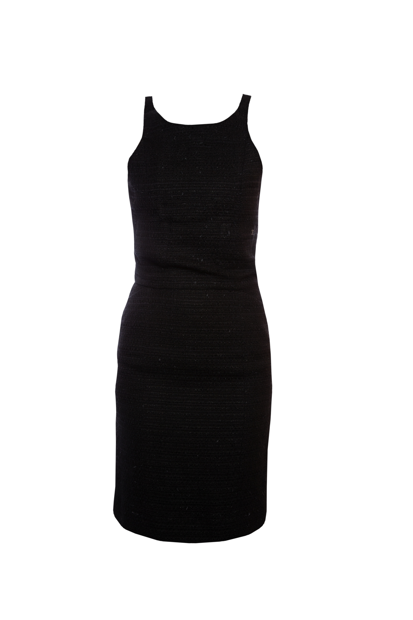 Элегантное платье из твида черного цвета от Chanel, 34 размер.