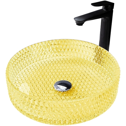 Раковина накладная стеклянная ABBER Glas AK2301Y желтая