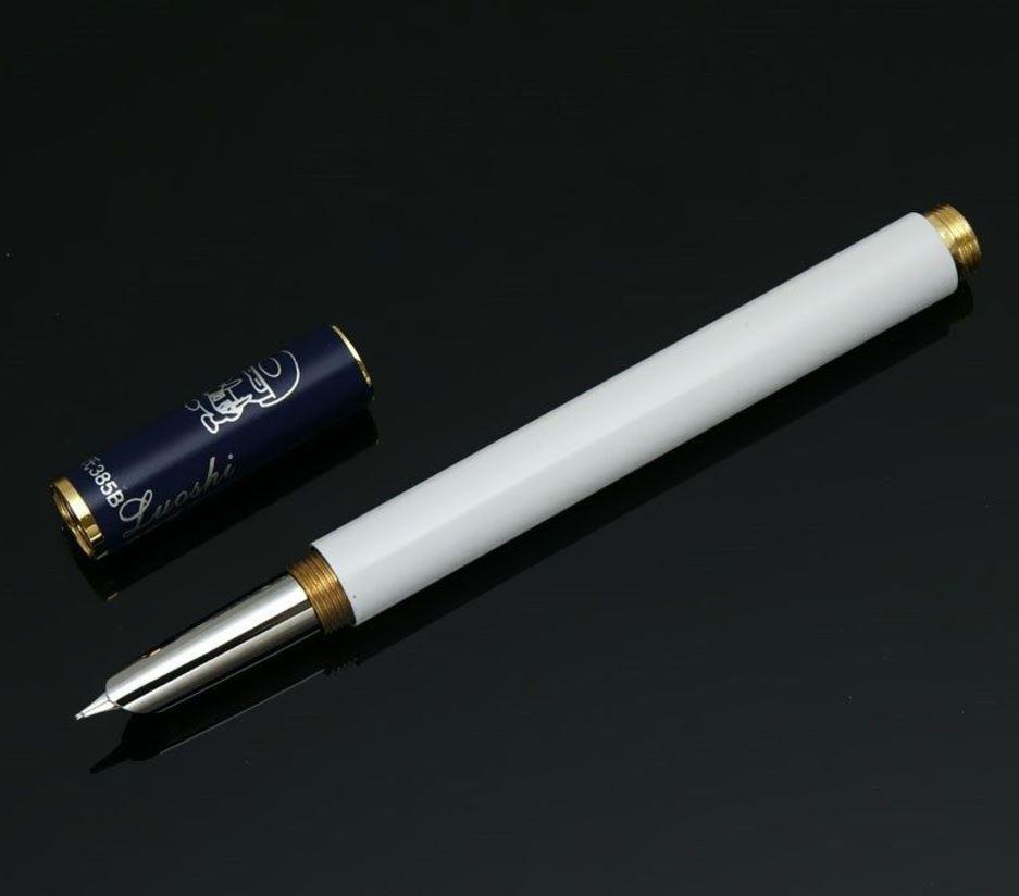 Luoshi 385B - перьевая ручка размером с сигарету. Китай. Производство 1980-90 гг. Корпус металл.  Перо F (0.5 мм). Заправка пипеткой. ЕСТЬ ДЕФЕКТЫ