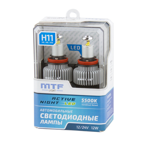 Светодиодные автолампы MTF Light, серия Active Night, 1600lm, 12W, 5500K, H11/H8/H9/H16 Светодиодные автолампы MTF Light, серия Active Night, 1600lm, 12W, 5500K, H11/H8/H9/H16