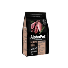 Сухой корм для щенков, беременных и кормящих собак мелких пород AlphaPet Superpremium (АльфаПет) с ягненком и индейкой, 1,5 кг