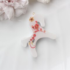 Подвеска Лошадка, хохлома, рельеф 50*45 мм, S006