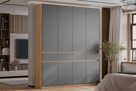 Шкаф 4-х створчатый Багира дуб крафт / графит