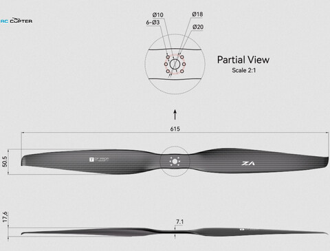 Пропеллер карбоновый VZ 24x8.2 T-Motor (пара)