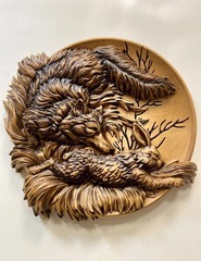 Силиконовый молд Лиса с зайцем (медальон) № 0469