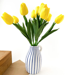 Тюльпаны реалистичные искусственные, Желтые, латексные (силиконовые), 34 см, букет из 5 штук.
