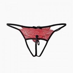 Трусики с доступом и красным кружевом Le Frivole Easy to love (S/M, 42-44)
