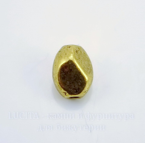 Бусина металлическая "Грани" (цвет - античное золото) 7х5 мм, 10 штук ()