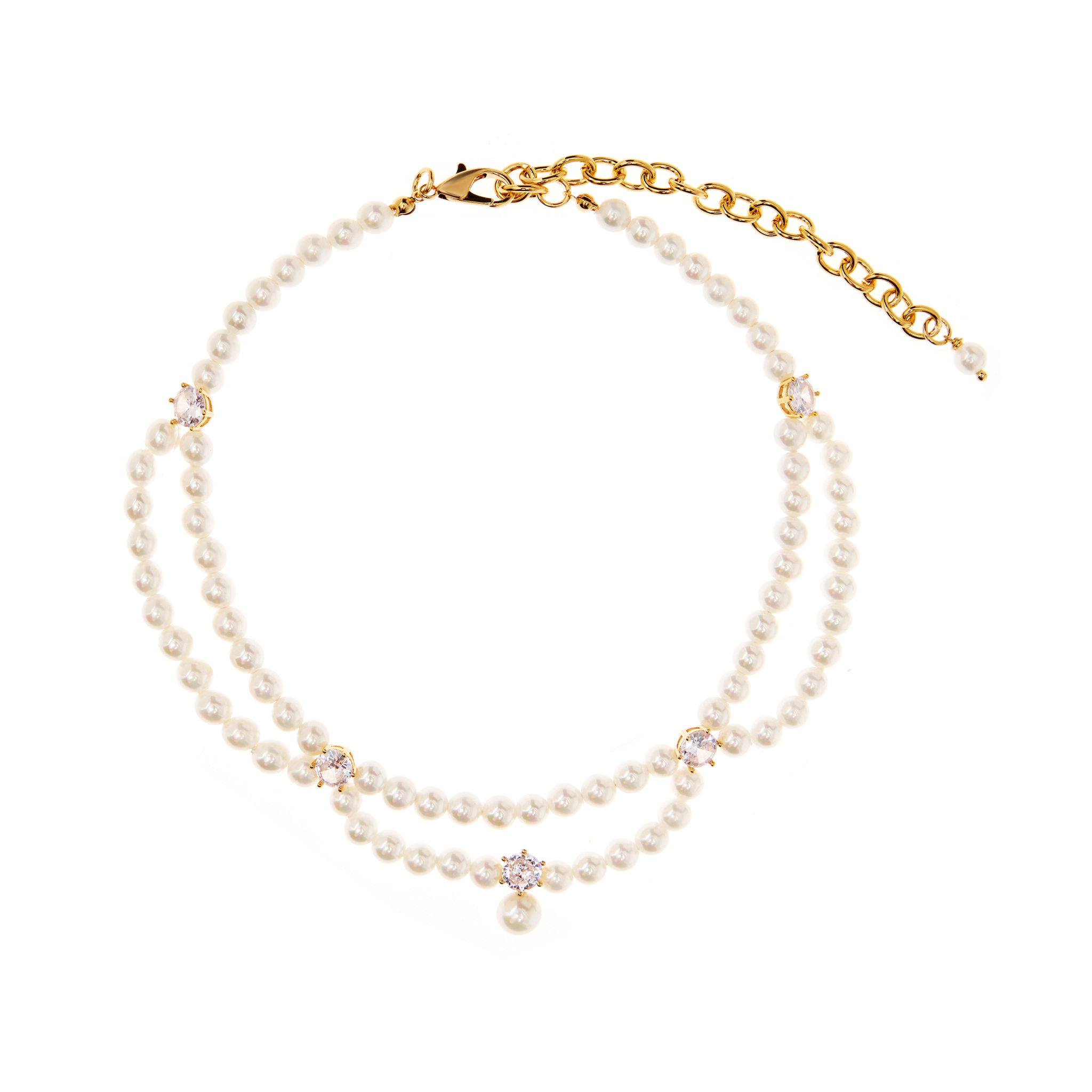 

Чокер Golden Pearl Double Choker With Crystals