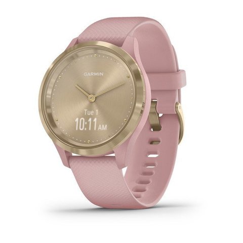 Garmin Vivomove 3s - Light Gold Stainless Steel Bezel with Dust Rose Case and Silicone Band