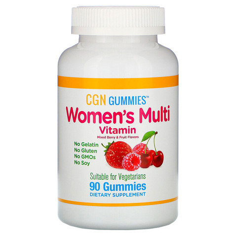 California Gold Nutrition, Жевательные поливитамины для женщин, со вкусом ягод и фруктов, 90 жевательных пастилок