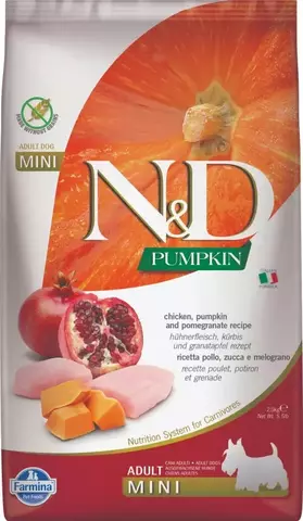 Farmina N&D GF PUMPKIN MINI сухой корм для собак мелких пород (курица с гранатом и тыквой) 2,5 кг