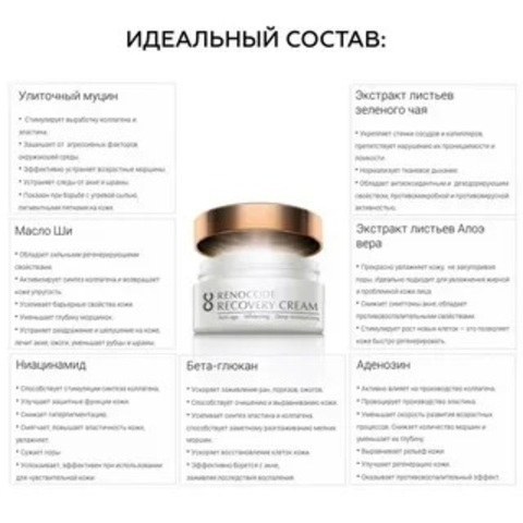 RENOCODE Восстанавливающий крем для лица с экстрактом муцина | Renocode Recovery Cream