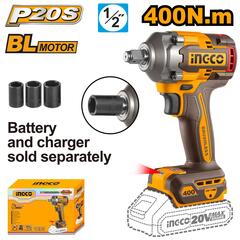 Аккумуляторный бесщеточный ударный гайковерт INGCO CIWLI20401 INDUSTRIAL 20 В 1/2" 400 Нм