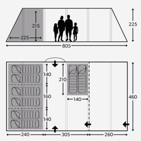 Кемпинговая надувная палатка KAMPA Dometic Studland 8 Classic Air