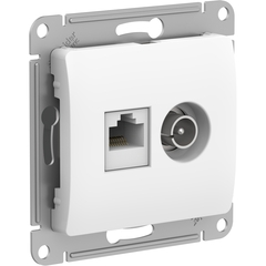 Schneider Electric GLOSSA Белый Розетка механизм двойная ТВ + компьютерная RJ45, категория 5Е,GSL000189