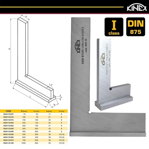 Угольник поверочный 400х265мм кл.1 (УШ- с упором) DIN875 Kinex 4034-12-040