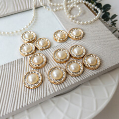 Кабошон с жемчугом, 18 мм, пластиковый, набор 12 шт.