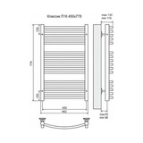 Полотенцесушитель электрический Terminus Классик П16 450x778, ТЭН HT-1 300W, левый/правый