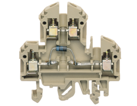 RKD 4/D0 BG Двухуровневая проходная винтовая клемма с диодом 1N4007 стандартного бежевого цвета  Артикул: 2319.2