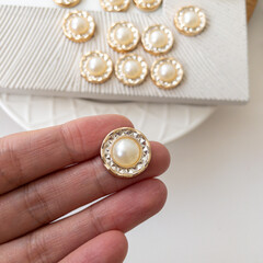 Кабошон с жемчугом, 18 мм, пластиковый, набор 12 шт.