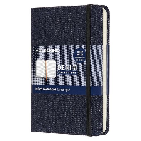 Блокнот Moleskine LIMITED EDITION DENIM LCDNB1MM710 Pocket 90x140мм обложка текстиль 192стр. линейка темно-синий Prussian blue